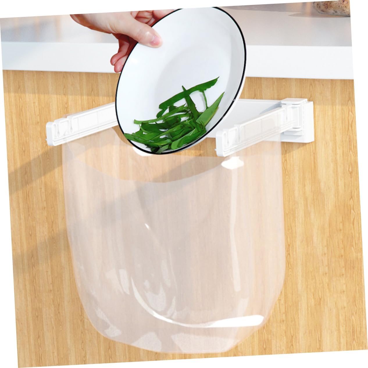PRETYZOOM Wall Mounted Trash Bag Holder Rack Multi-Functional Foldable Kitchen Garbage Bag Stand Holder for Sink No Drill Installation