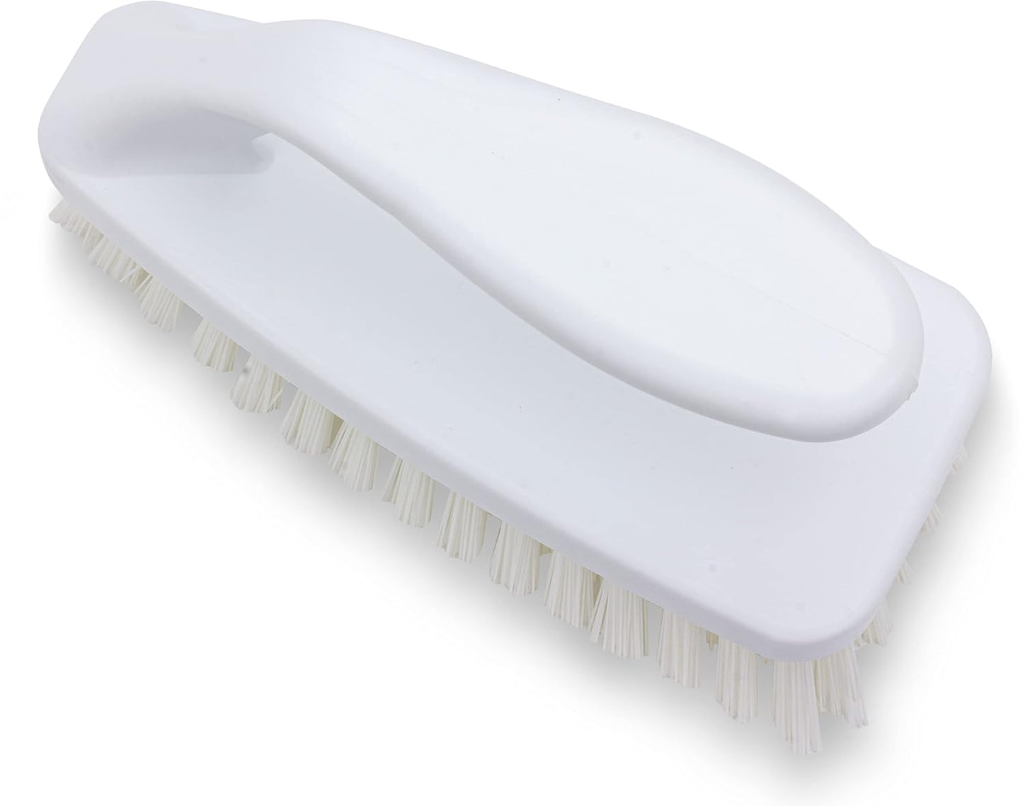SPARTA Scrub Brush with Iron Shaped Handle and Stiff Bristles, Heavy Duty Scrubber Brush for Kitchen, Bathroom, Shower, Tile, Sink, Carpet and Bakepans, Polypropylene, 6 Inches, White