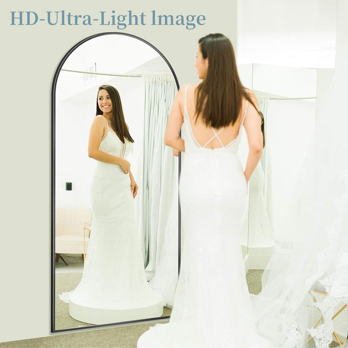Full Length Mirror with Stand, 71"x28" Arched Full Body Large Stand Up Aluminum Frame Floor Standing Mirror, Freestanding Hanging Leaning Mounted for Bedroom Living Room Entryway Gold