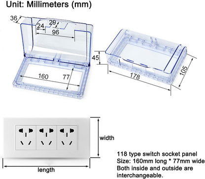 Fielect Weatherproof in Use Outlet Cover Plug Receptacle Protector for Retrofit Siding Construction Blue 118 Type 2Pcs