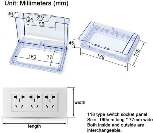 Fielect Weatherproof in Use Outlet Cover Plug Receptacle Protector for Retrofit Siding Construction Blue 118 Type 2Pcs