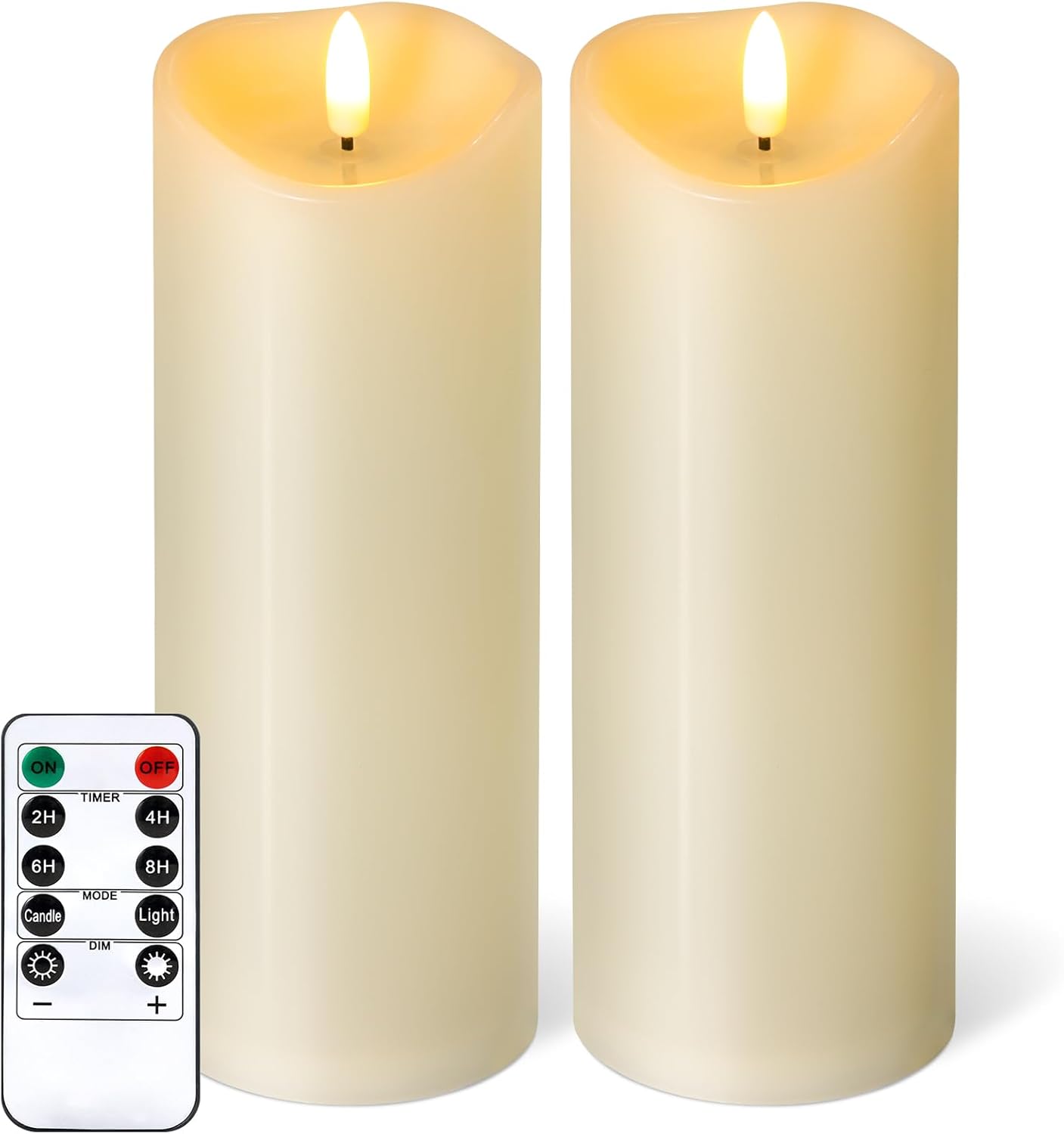 Outdoor Flameless Candles with Remote Timer - Waterproof Realistic Flickering LED Pillar Electric Battery Operated Fake Candle for Holiday Home Wedding Fireplace Decor - Ivory White 3 Pack (4”6”8”)