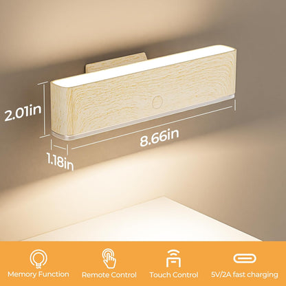MOITA Magnetic Wireless Battery Operated Wall Sconce, Rechargeable Remote Control & Touch Control Wall Sconces Set of Two, 3-Color Temperatures LED Wall Lights, 360° Rotatable (Walnut, 2-Pack)