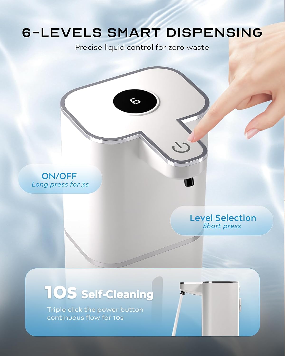 Automatic Foaming Soap Dispenser Touchless, 6-Level Adjustable,13.5oz/400ml Rechargeabled Wall Mounted Smart for Bathroom and Kitchen Dish Soap,White