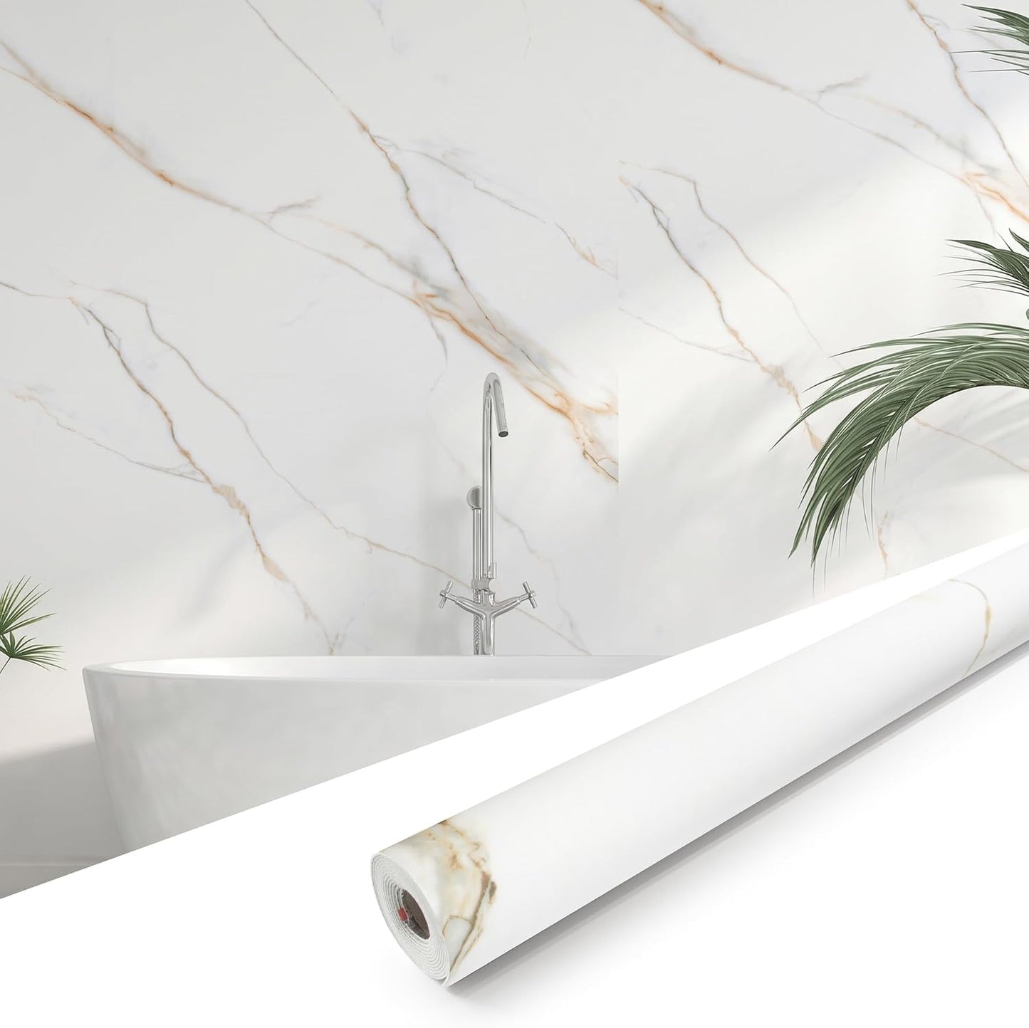 Marble Peel and Stick Waterproof Wall Paneling, 118" x 47" Carrara White Matte Finish Self-Adhesive Backsplash Tile Vinyl Wall Panel for Kitchen Bathroom Wall Decor, Covers 38.75 Sq. Ft.