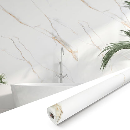 Marble Peel and Stick Waterproof Wall Paneling, 118" x 47" Carrara White Matte Finish Self-Adhesive Backsplash Tile Vinyl Wall Panel for Kitchen Bathroom Wall Decor, Covers 38.75 Sq. Ft.