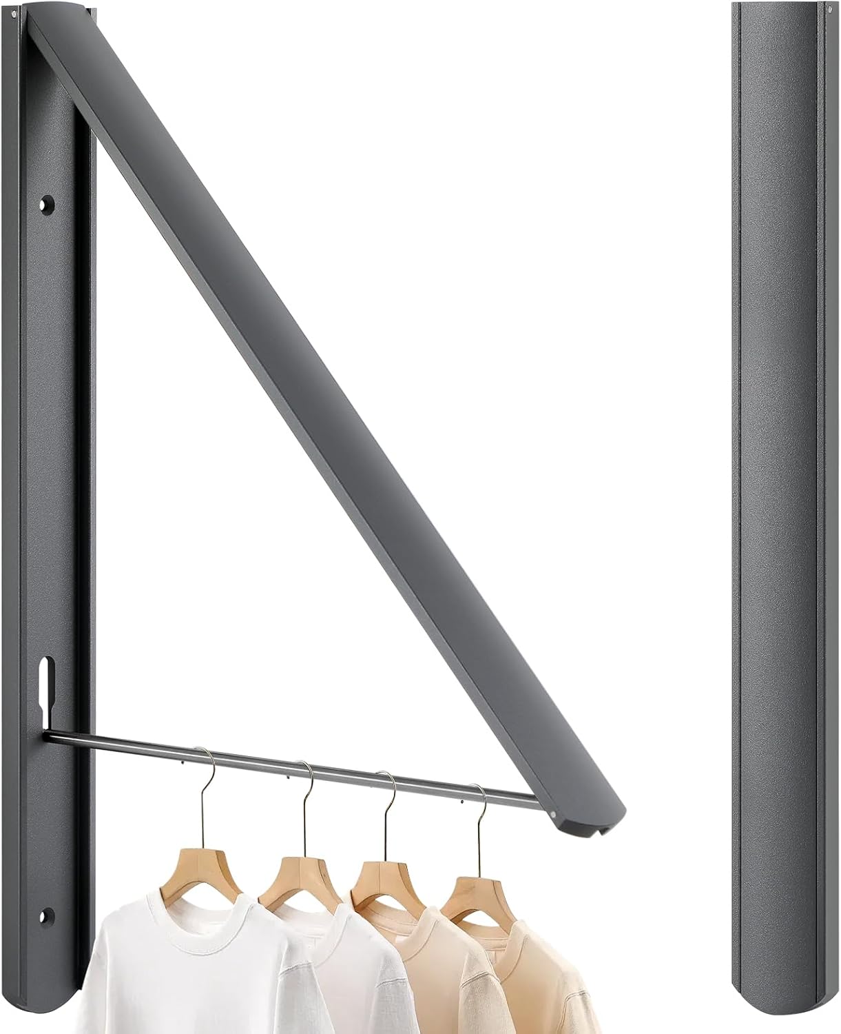 Retractable Clothes Drying Rack Wall Mounted, White | Foldable, Space-Saving, For Laundry Room/Bathroom/RV, Stainless Steel/Aluminum