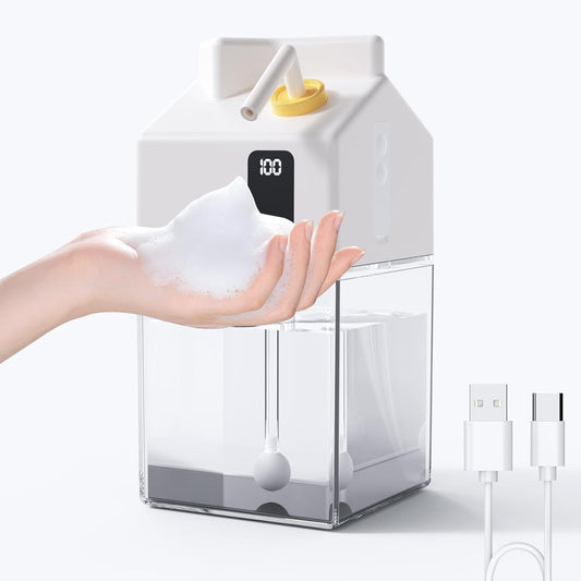 Automatic Foaming Soap Dispenser Touchless, USB Rechargeable Smart Hand Dish Soap Dispenser for Bathroom Kitchen Sink, Hands-Free, 3-Level Adjustable, 13.5oz/400mL