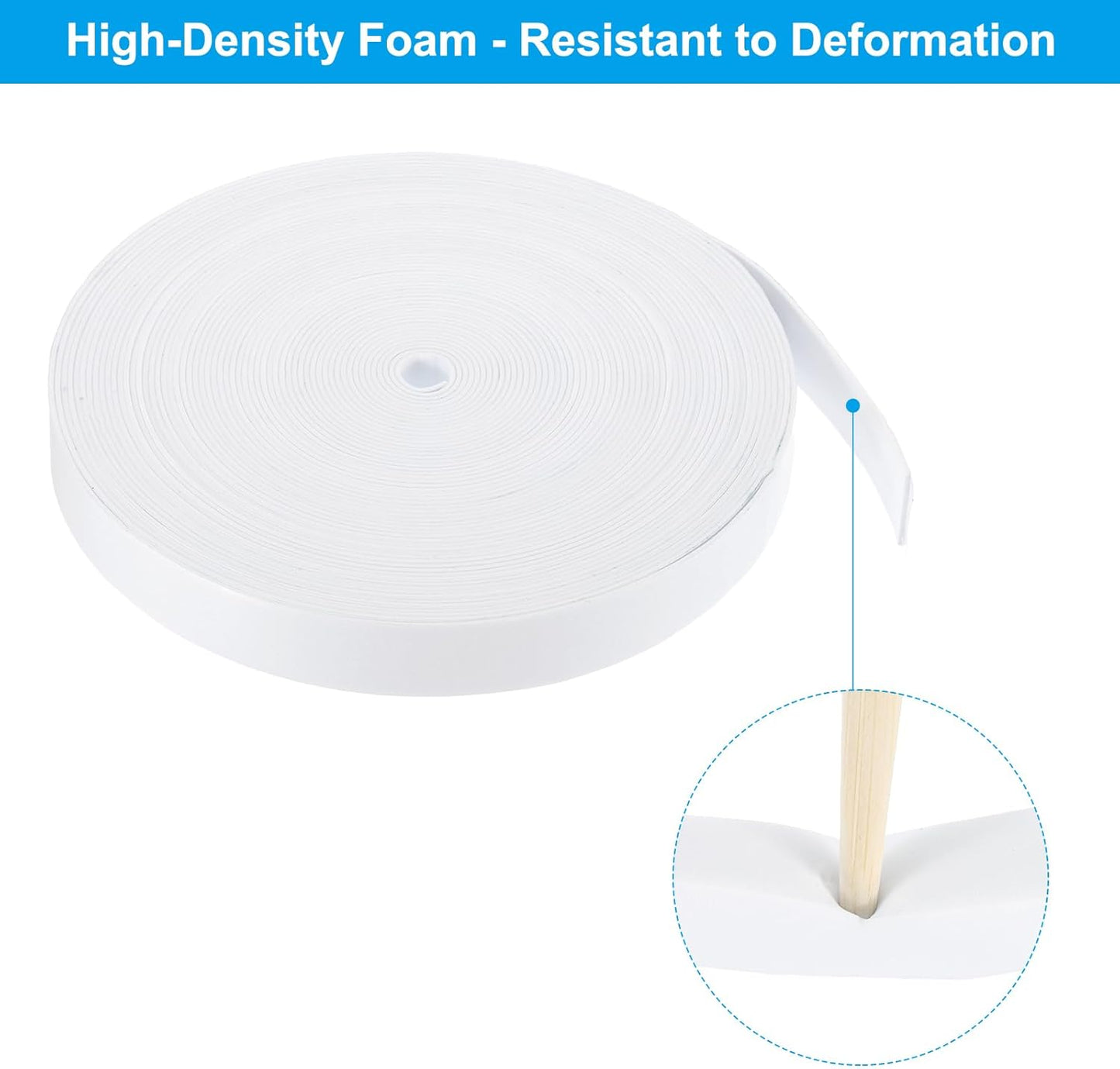 PATIKIL Weather Stripping Door Seal Strip, 3/8 Inch x 1/4 Inch x 32 Ft Self Adhesive Soundproof High Density Foam Tape Insulation for Door Window Air Conditioning, White - Colors A