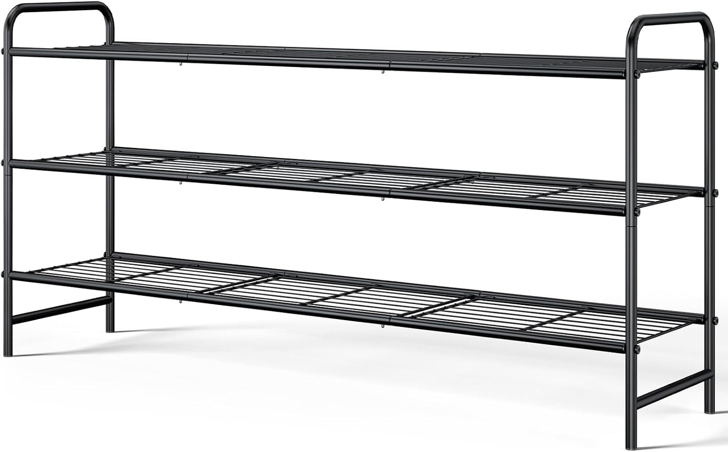 Kitsure Shoe Rack - Stainless Steel Shoe Organizer, Sturdy Shoe Rack for Closet and Front Door Entrance, Free Standing Shoe Shelf, Closet Organizers and Storage, 25.6" Wide - 3 Tier, Black