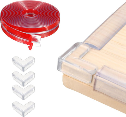 uxcell Edge Protector, 6.6ft (2M) x 0.4" (10MM) Clear Furniture Corner Guard PVC Strong Adhesive Proofing Edge Safety Bumpers with 4 Corners Guards for Table Cabinets