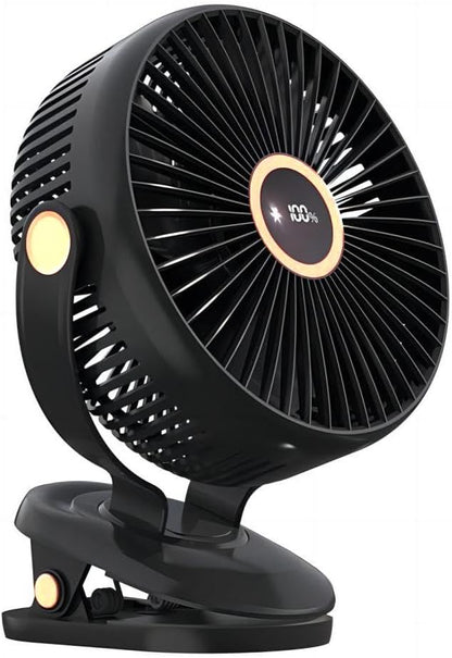 Compact USB Rechargeable Clip on Fan, 6 Inches Portable Personal Fan for Outdoors, Car Seat, Gym - Black
