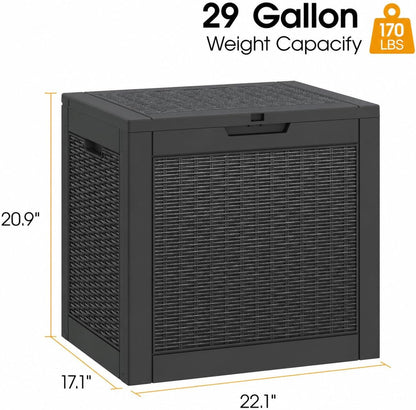 KAMABOKO 31 Gallon Outdoor Storage Box, Resin Deck Boxes Indoor and outdoor, Waterproof Storage Box Lockable Lid for Garden Tools, Package Delivery, Pool Supplies, Patio Cushions, Black