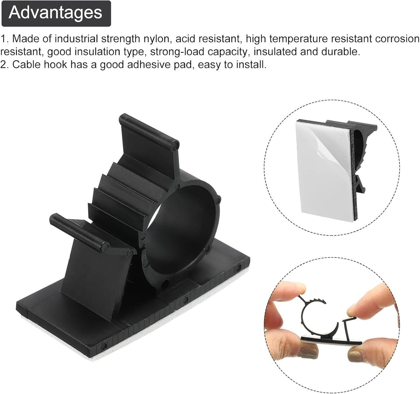 MECCANIXITY 25Pcs Cable Management Clips, 13-16mm Dia Self Adhesive Nylon Wire Holder, Adjustable Organizer Clamp for PC Desk Office, White