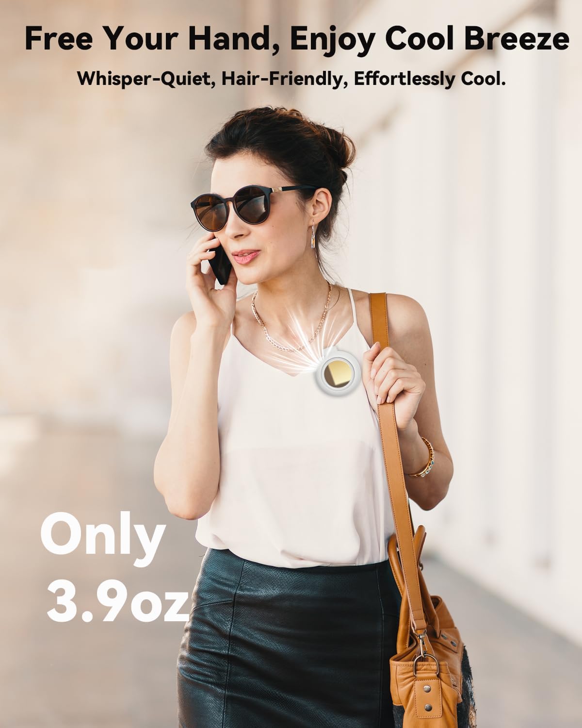 Portable Silent Mini Bladeless Fan Clip On, Small Fan Clip on for Shirt & Waist, Adjustable 3-Speed Suspended Whirlwind Fans, For Outdoor & Travel & Office, Travel Accessories, Gift (Black)