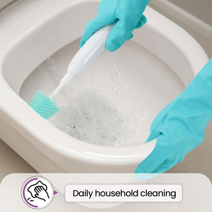 Elgood Reusable Long Sleeve Dishwashing Cleaning Gloves with Latex Free,Cotton Lining,Kitchen Gloves 2 Pairs,Purple+Blue M