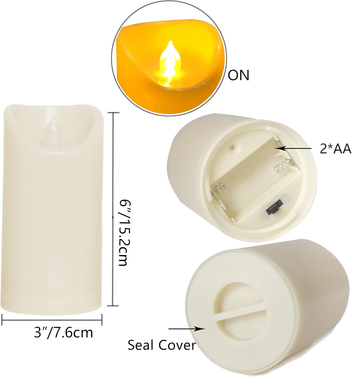 CANDLE CHOICE Waterproof Outdoor Battery Operated Flameless Candles with Remote Timer Plastic Flickering Fake Electric LED Pillars for Lantern Garden Wedding Christmas Decorations 3x4 Inches 3 PCS