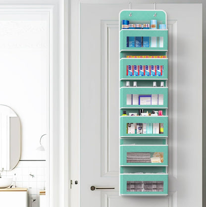 Simple Houseware 6 Clear Window Pocket Over Closet Door Storage Hanging Organizer for Bedroom, Bathroom, Pantry, Beige