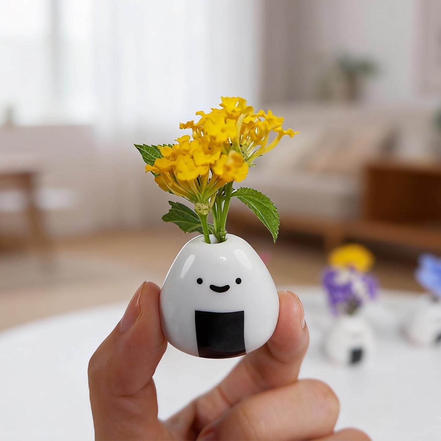 MOUGIGI Cute Blue House Ceramic Bud Vase Set of 3 - Handmade Miniature Vase with Star Roof for Dried Flowers, Chic Japandi Style Decor for Entryway, Dining,Coffee Table - Ideal Small Gift for Home
