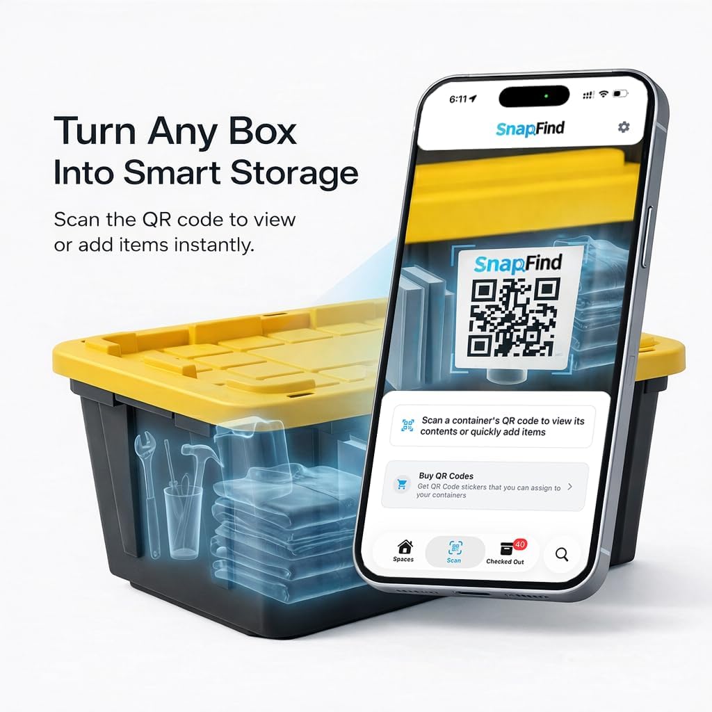 Smart QR Code Labels – AI Auto-Labeling, No Typing! Storage Bins & Moving Containers – iOS and Android App – 48 Color-Coded Stickers (2.5" x 2.5")