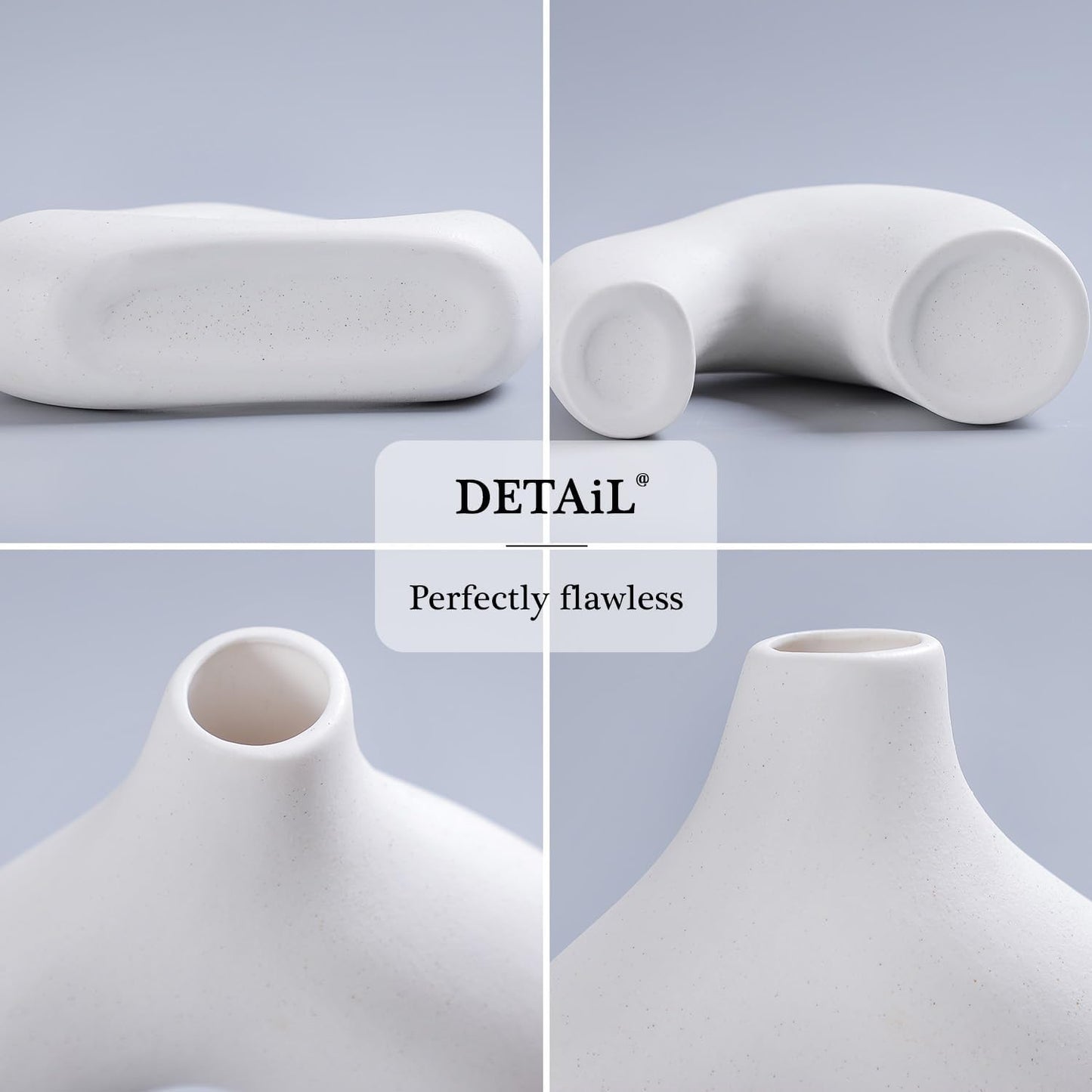 CEMABT Modern Nordic Boho Vase Set - Elegant Beige Matte Ceramic Vase for Living Room, Bookshelf, Mantel, Entryway Table & Console Decor | Home Decor Shelf Decorations Easter Gift