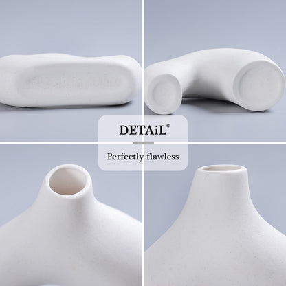 CEMABT Modern Nordic Boho Vase Set - Elegant Beige Matte Ceramic Vase for Living Room, Bookshelf, Mantel, Entryway Table & Console Decor | Home Decor Shelf Decorations Easter Gift