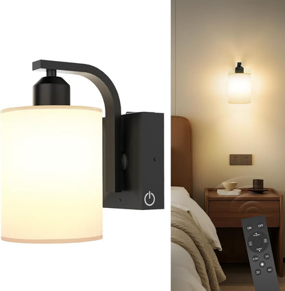 iThird Wall Sconce Battery Operated Set of 2, 6000mAh Rechargeable Wall Lights with Touch Control and Remote Control, Wireless Wall Lamps for Bedroom, Black Sconces Wall Decor for Living Room Hallway