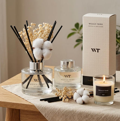 Flower Reed Diffuser Set Wild Eucalyptus Mint Scent for Bathroom Accessories Shelf Decor & Air Fresheners, Sticks Defusers with 5.1 fl oz Essential Oils & Leaves, House Bedroom Office Decor & Gifts