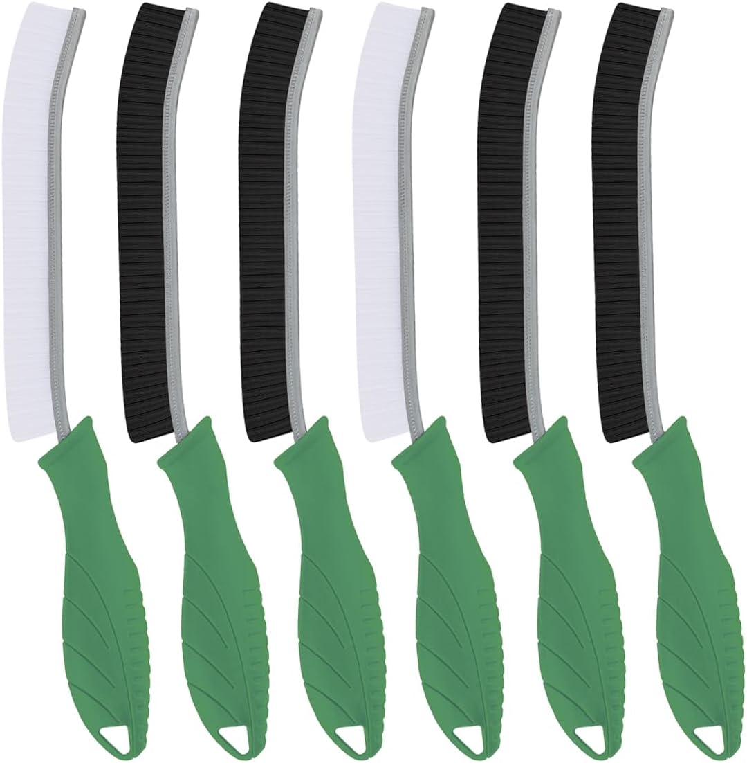 TQRR 3Pcs Hard Bristle Crevice Cleaning Brush, Scrub Brush, Kitchen Sink Cleaning Brush, Grout Brush, Corner Brush Cleaning Tools for Toilet, Bathroom, Gap, Home, Household, Window (3, Black)