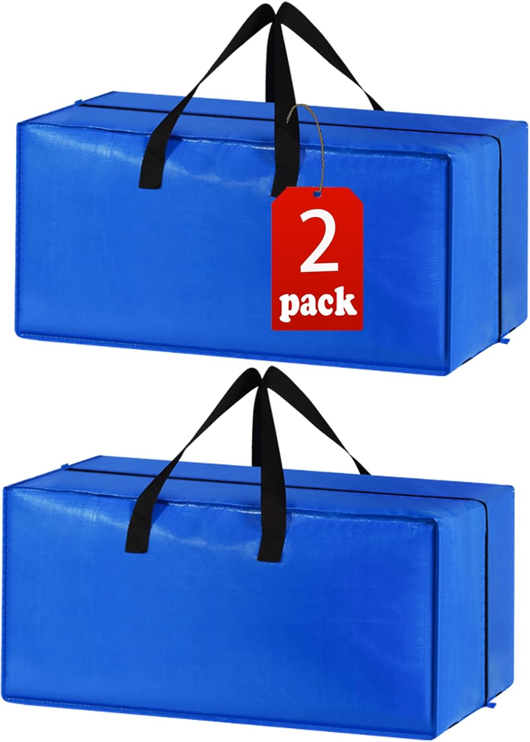 Heavy Duty Extra Large Blue Moving Bags with Strong Zipper Backpack Handles | 4 Pack Clothes Storage Bags Totes Space Saving Moving Boxes Bins Packing Bags for College Dorm Compatible with Ikea Frakta