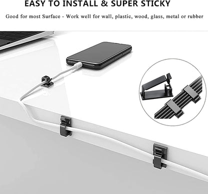 White Cable Management Organizer Kit 4 Cable Sleeve Split 311Pcs | 47Cable Clips 12Cord Clips Holder,22 Cable Ties, 20 adhesive Wall cable Tie, 200Fasten Cable Ties for TV Electronics