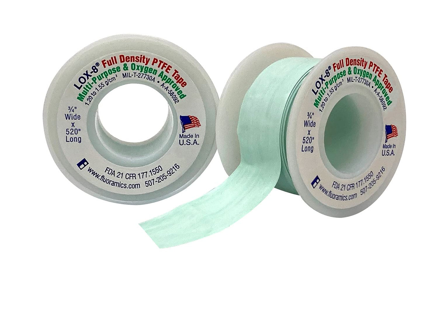 Fluoramics' LOX-8 Full Density Thread Seal Tape 1/2" Wide x 260" Length…