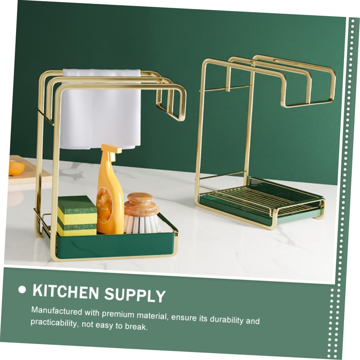 ABOOFAN Wall Hanging Drain Rack Kitchen Storage Drying Rack Practical Iron Sponge Duster Holder Space Saving Wall Mount Organizer for Cleaning Tools Finish