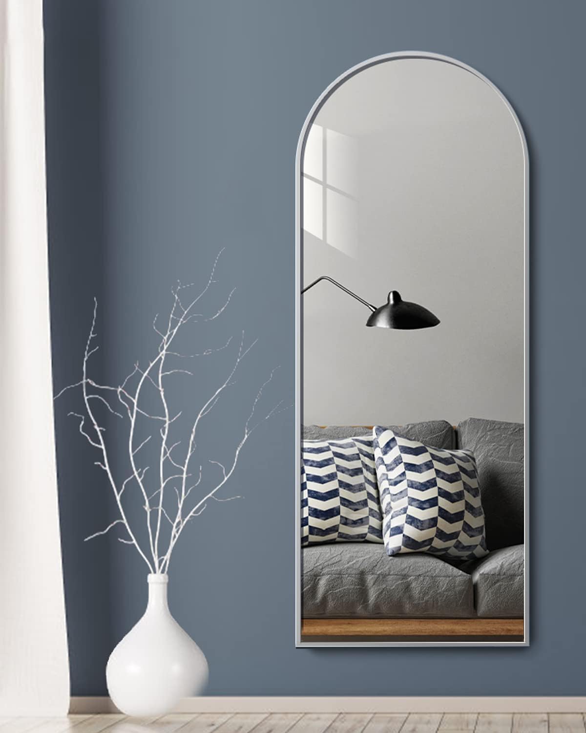 Prywot Arched Full Length Mirror, 70"x26" Free Standing Floor Mirror, Modern Full Body Mirrors with Stand, Wall Mirrors with Aluminum Alloy Frame for Bedroom,Living Room, Gold