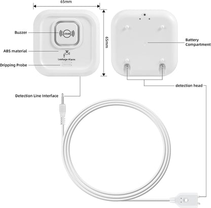 WiFi Water Leak Detectors 100dB Smart Water Sensor Alarm with 3.22 ft Sensor Cable Triple Detection Mode, with App Remote Monitor, Wireless Tank Level Monitor for Basement, Kitchen, Bathroom(1pack)