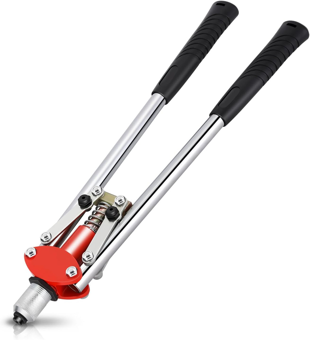 Auto Dynasty 21" Hand Riveter Rivet Nut Tool Set with 5 Guide Nozzle Silver Repair Hand Tool Kit Set for Home Household Office Warehouse