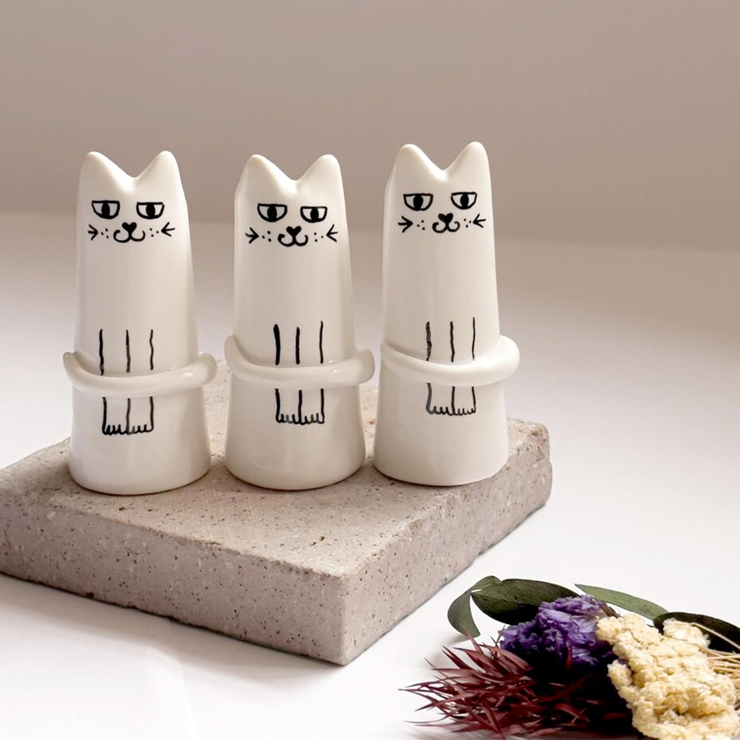 MOUGIGI Cute Blue House Ceramic Bud Vase Set of 3 - Handmade Miniature Vase with Star Roof for Dried Flowers, Chic Japandi Style Decor for Entryway, Dining,Coffee Table - Ideal Small Gift for Home