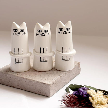 MOUGIGI Cute Blue House Ceramic Bud Vase Set of 3 - Handmade Miniature Vase with Star Roof for Dried Flowers, Chic Japandi Style Decor for Entryway, Dining,Coffee Table - Ideal Small Gift for Home