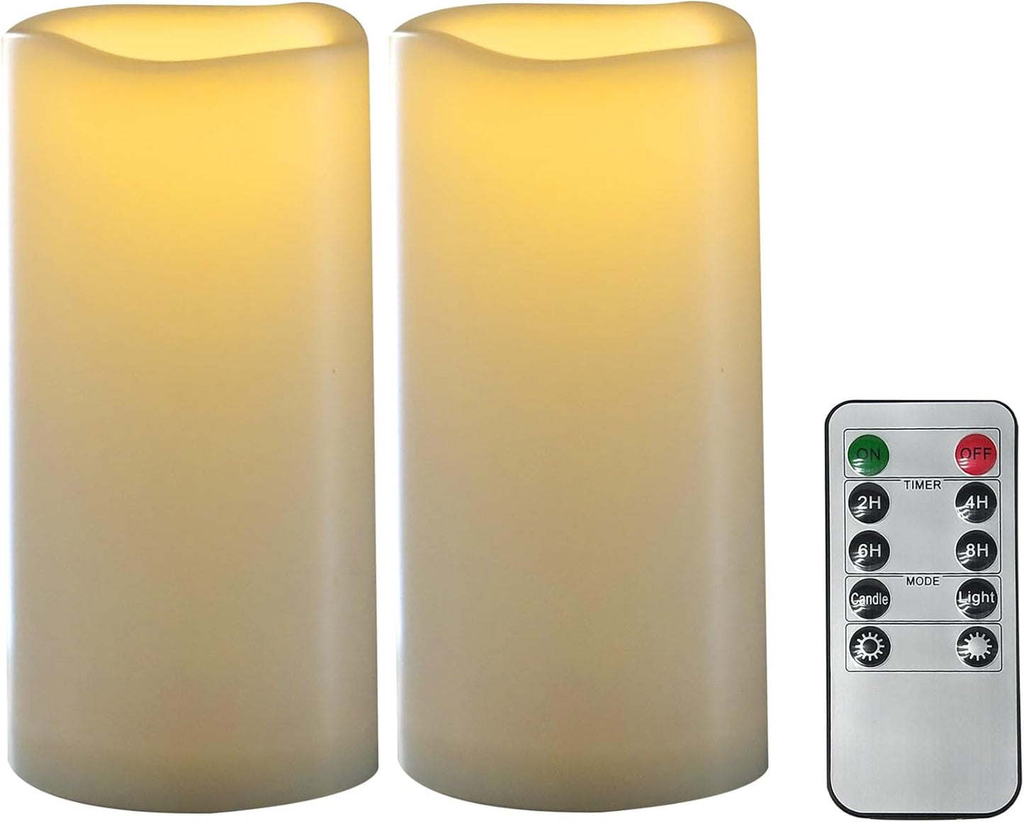 CANDLE CHOICE Waterproof Outdoor Battery Operated Flameless Candles with Remote Timer Plastic Flickering Fake Electric LED Pillars for Lantern Garden Wedding Christmas Decorations 3x4 Inches 3 PCS