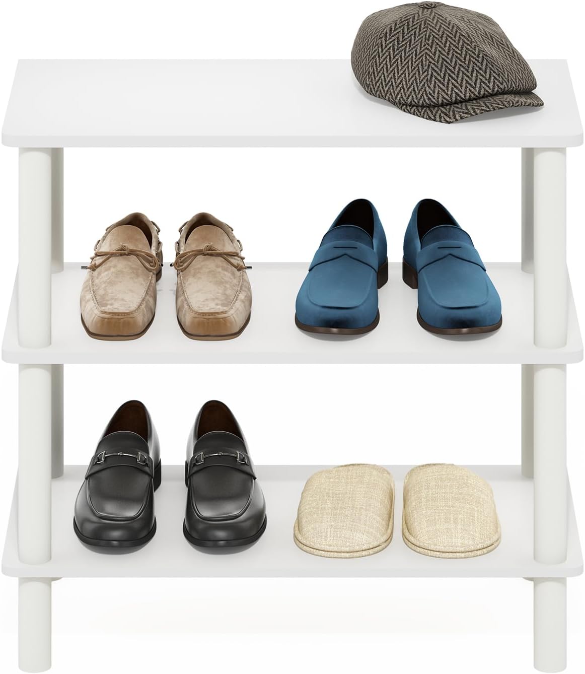 Furinno FANO Shoe Rack, 24-Inch Width 2-Tier Shoe Organizer, Stackable Shoes Storage, 11.7 x 24.2 x 11.7, for Closet Entryway, Office, Garage, Amber Pine