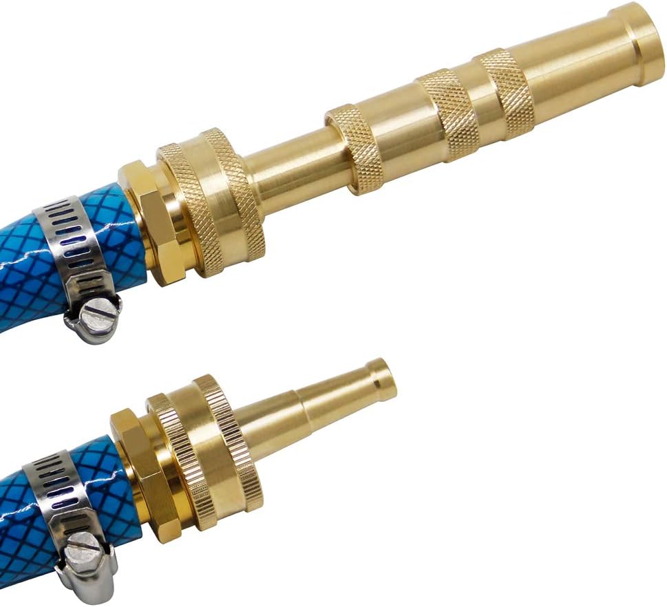 Twinkle Star Heavy-Duty Brass Adjustable Twist Hose Nozzle, 2 Pcs | 3/4” GHT Brass Garden Hose Nozzle, Adjustable Water Flow