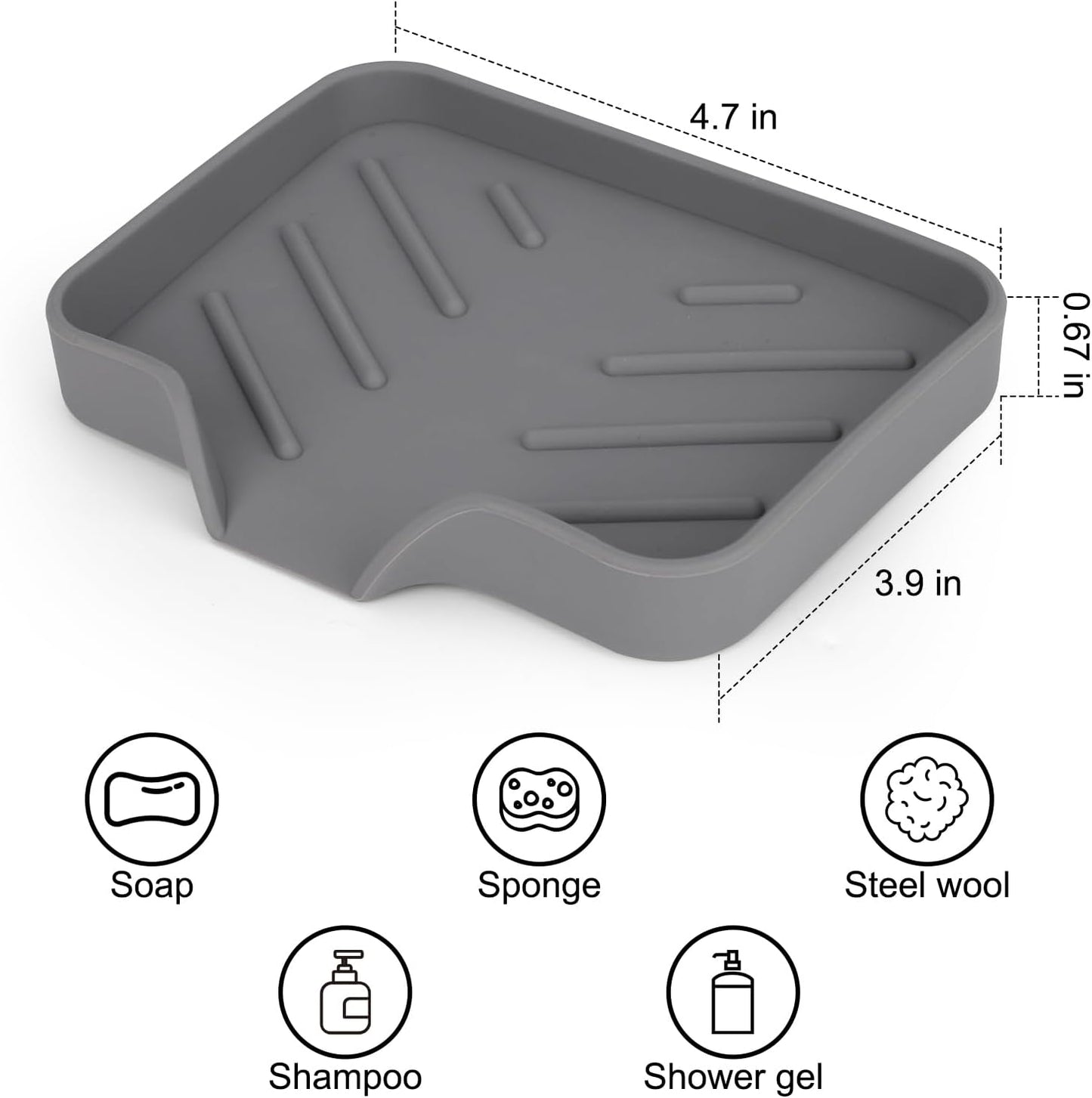 2 Pack Silicone Soap Dish, Self Draining Soap Dish, Non Slip Bar Soap and Sponge Holder for Bathroom Kitchen Sink Counter Organizer Easy to Clean Soap Tray Waterfall Soap Saver