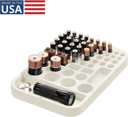 iDesign Plastic Divided Battery Organizer Insert, Coconut | 7.6" x 11.1" x 1"