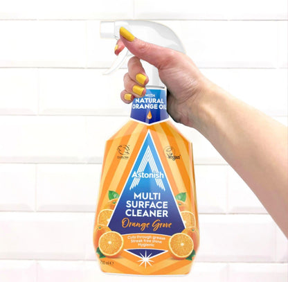 Astonish Specialist Multi Surface Cleaner - Orange Grove Scented Heavy Duty Kitchen Cleaner - Cruelty Free Formula Cuts Through Grease And Stains On Kitchen Surfaces & Oven Doors, 750ml Spray Bottle