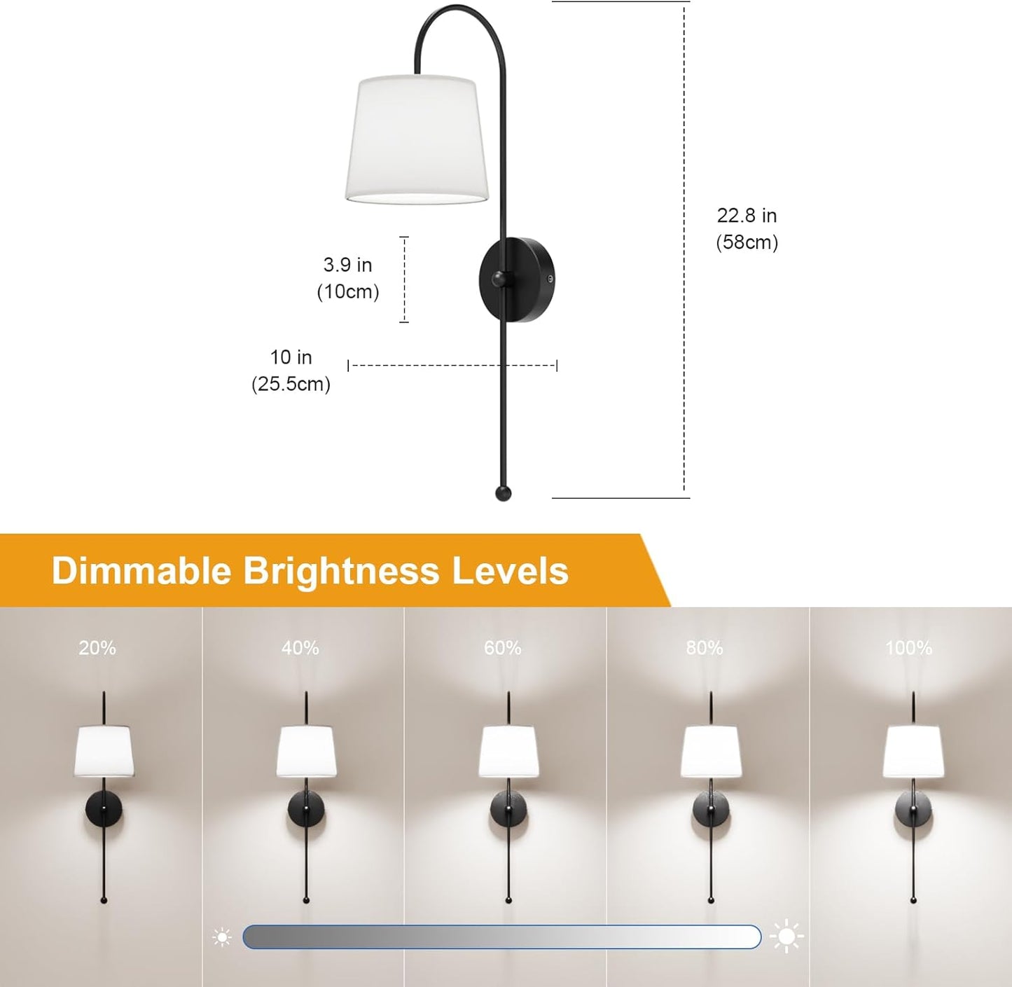 Battery Operated Wall Sconce Set of 2, Rechargeable Wireless Wall Decor Sconces, Two Battery Powered Wall Lights, Dimmable Magnetic RGB Bulbs & Remote, Lamp for Living Room Bedroom - Gold