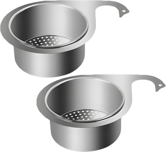 Washbasin Sink Drain Basket, Stainless Steel Kitchen Sink Strainer for Water Tap Drain Water (2)