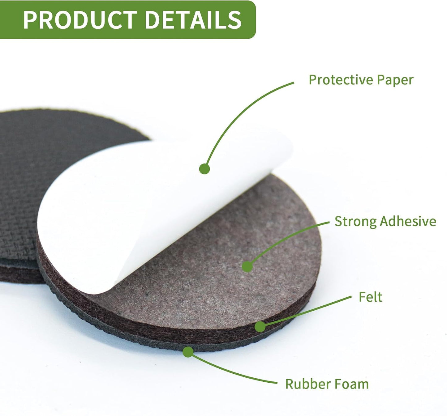 Non Slip Furniture Pads 36 PCS 1'' Square - Anti Slip Furniture Pads - Self Adhesive Rubber Feet Furniture Feet - Chair Leg Floor Protectors - Keep Furniture in Place
