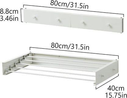 RFOUO Clothes Drying Rack, Laundry Hanger Dryer Rack, Wall Mounted Drying Rack for Laundry, Foldable Drying Rack Indoor Outdoor, 19.7" Wide, 4 Aluminum Rods, 40 lb Capacity (White 19.7")