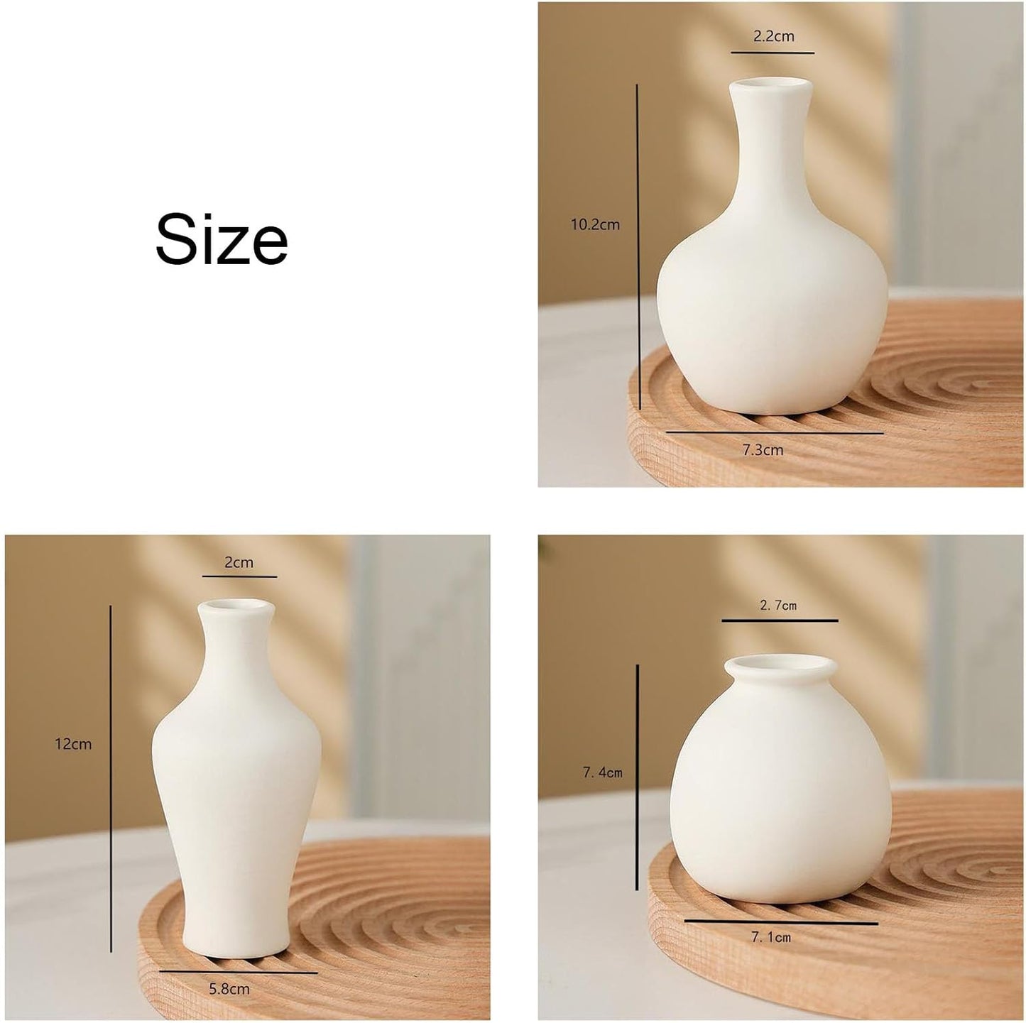 Daittin Small Ceramic Vase Set, Mini Flower Vases for Home Decor, Aesthetic Table Centerpieces for Living Room Bedroom Bathroom Shelf (Style-5)