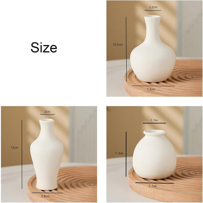Daittin Small Ceramic Vase Set, Mini Flower Vases for Home Decor, Aesthetic Table Centerpieces for Living Room Bedroom Bathroom Shelf (Style-5)